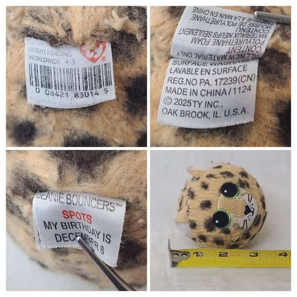 TY Beanie Bouncers Spots the Leopard Plush Bouncy Ball Toy - Picture 8 of 8